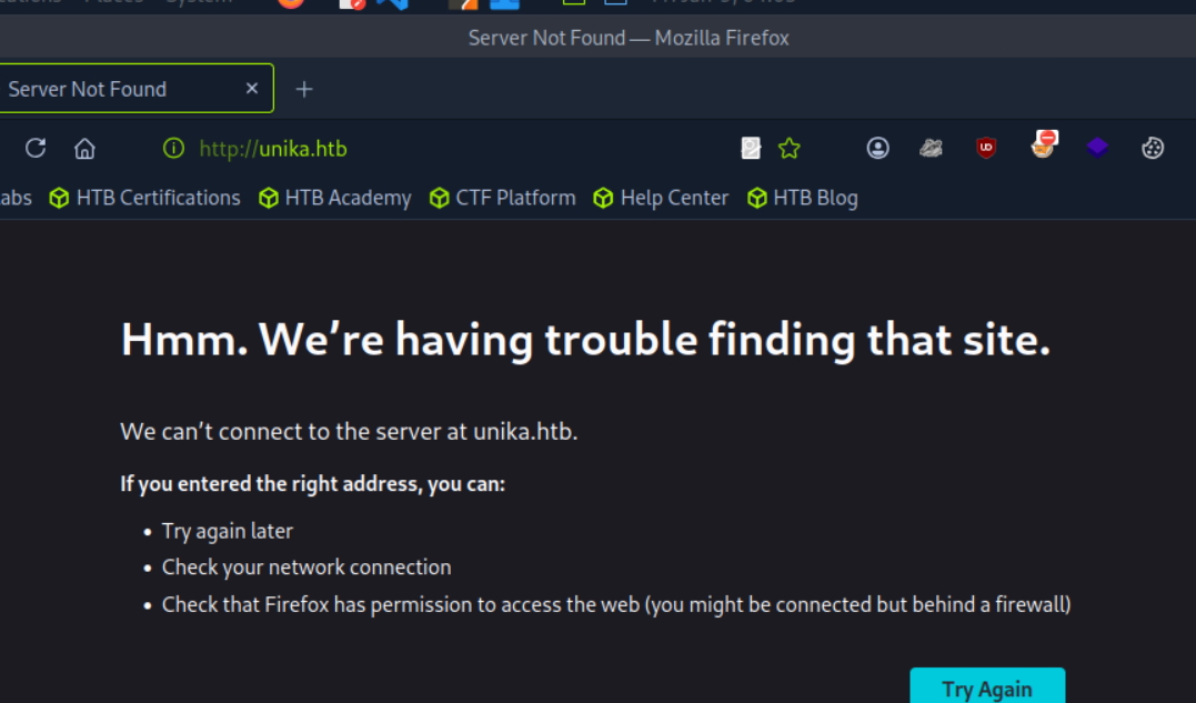 Redirection vers unika.htb