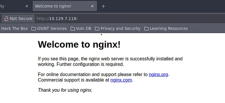 Page nginx par défaut