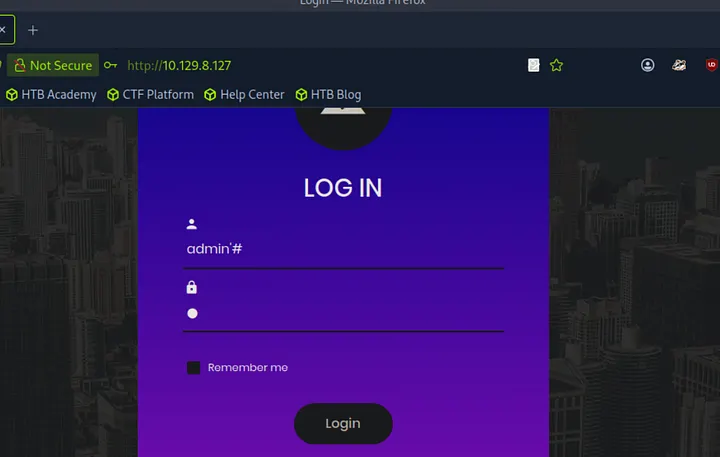 Saisie du payload SQLi