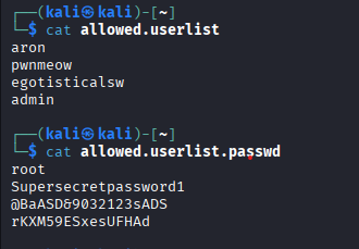 Contenu des fichiers credentials