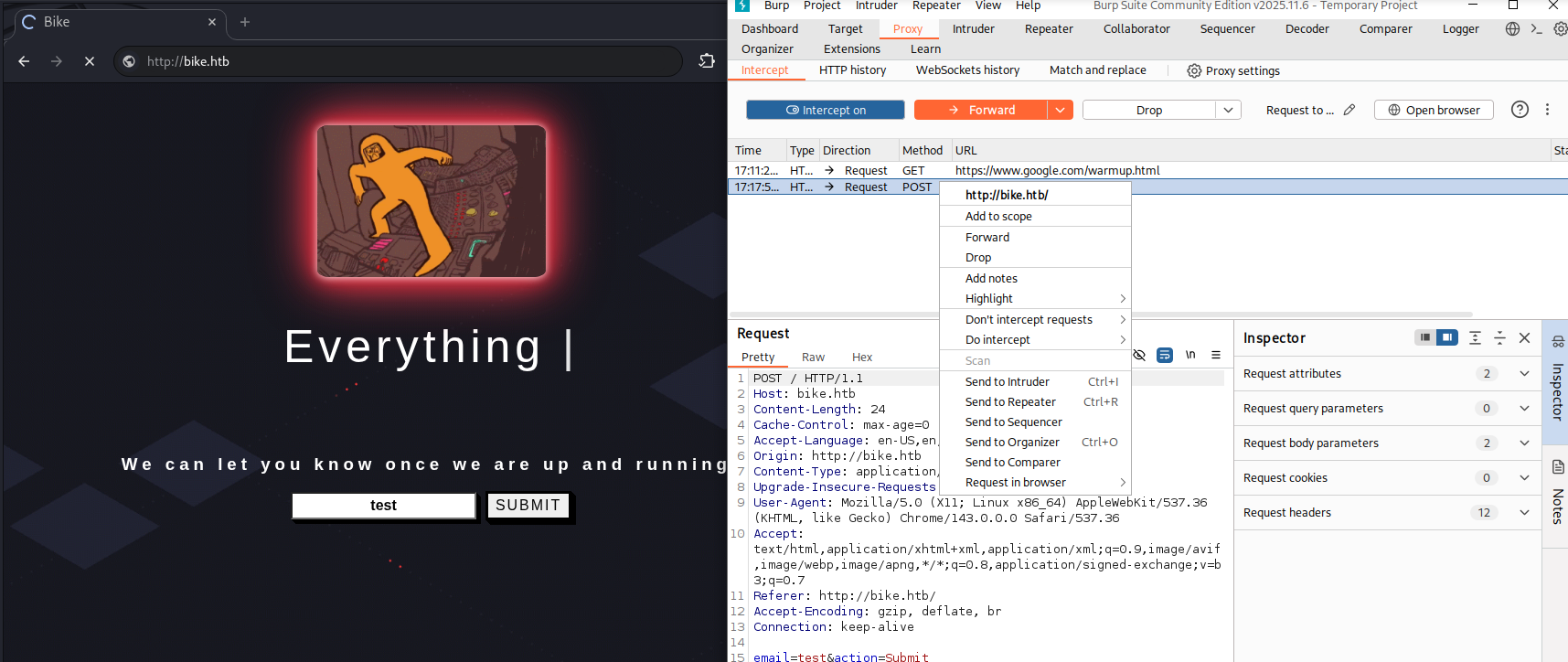 Envoi au Repeater BurpSuite