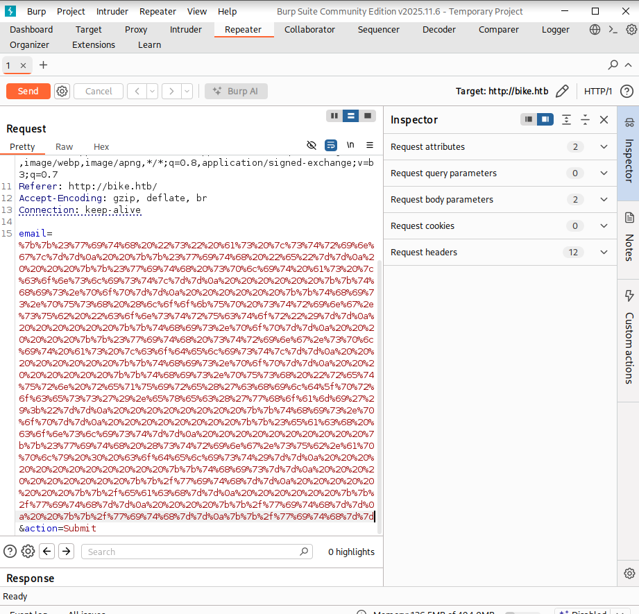 Payload dans le Repeater